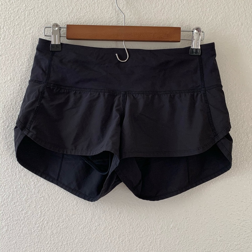 SOLD Lululemon Speed Shorts Black Womens Size 4 - Picture 1 of 5